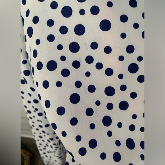 Lady Manhattan White Button Down with Blue Polka Dots - SZ 12 - Picture 5 of 5